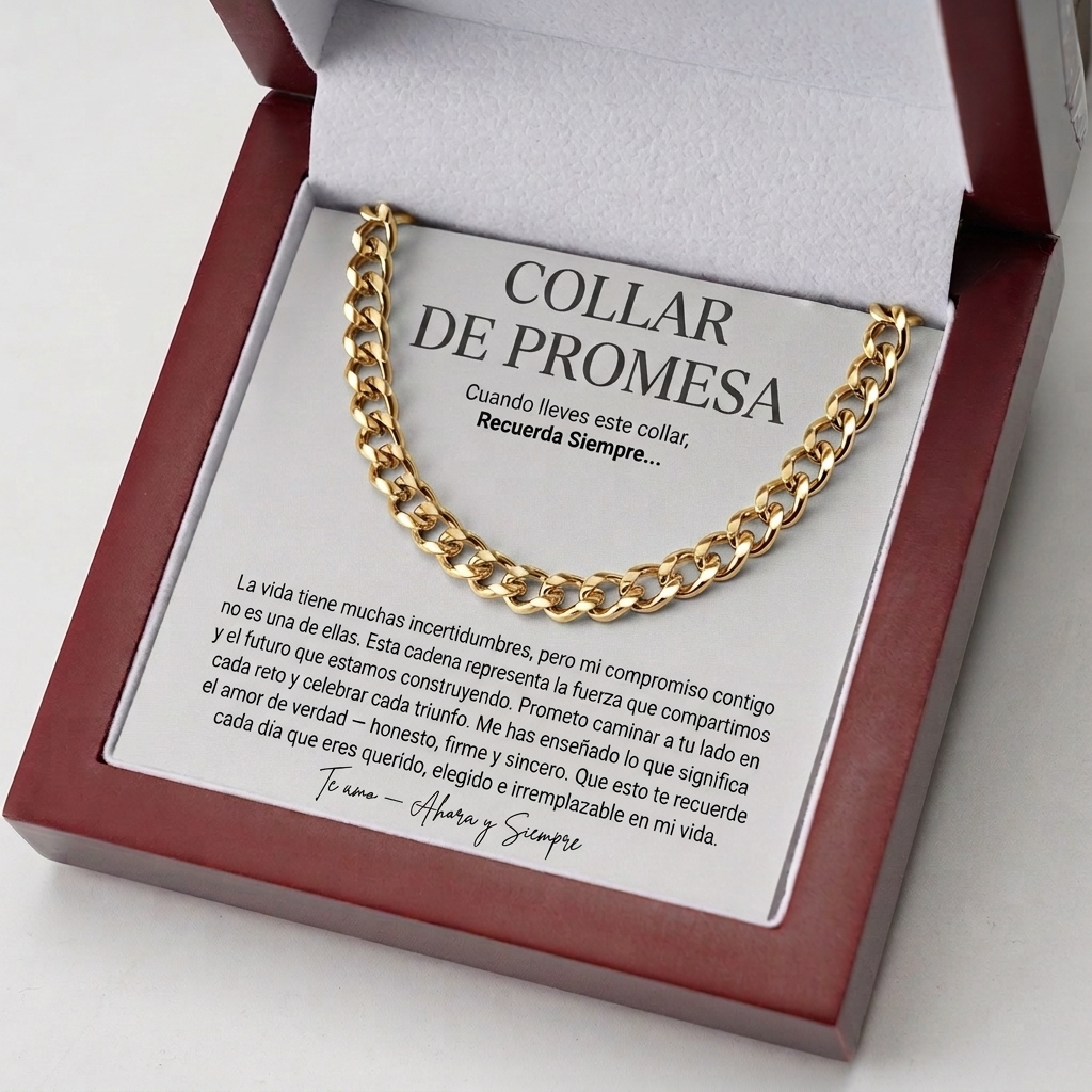 Collar de promesa en plata de ley, acabado en oro