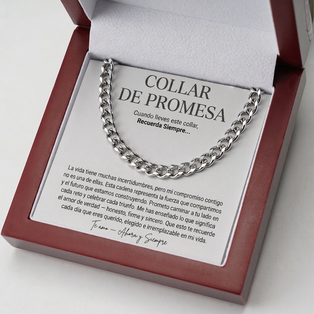 Collar de promesa en plata de ley, acabado en plata