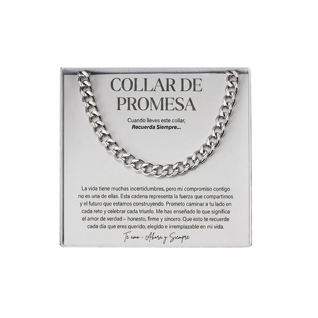 El collar en su caja de madera con luz