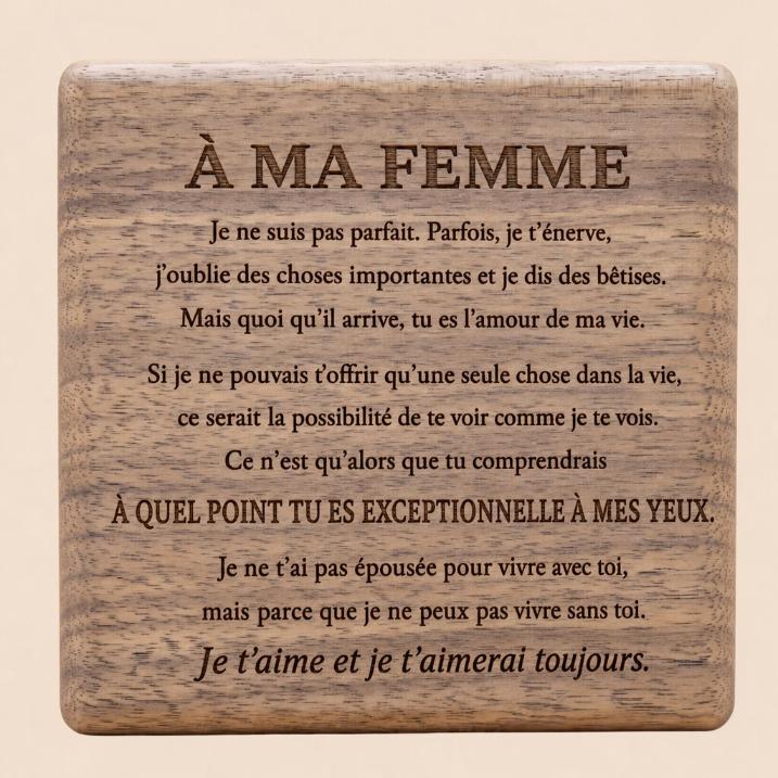 Collier avec dédicace « À ma femme »