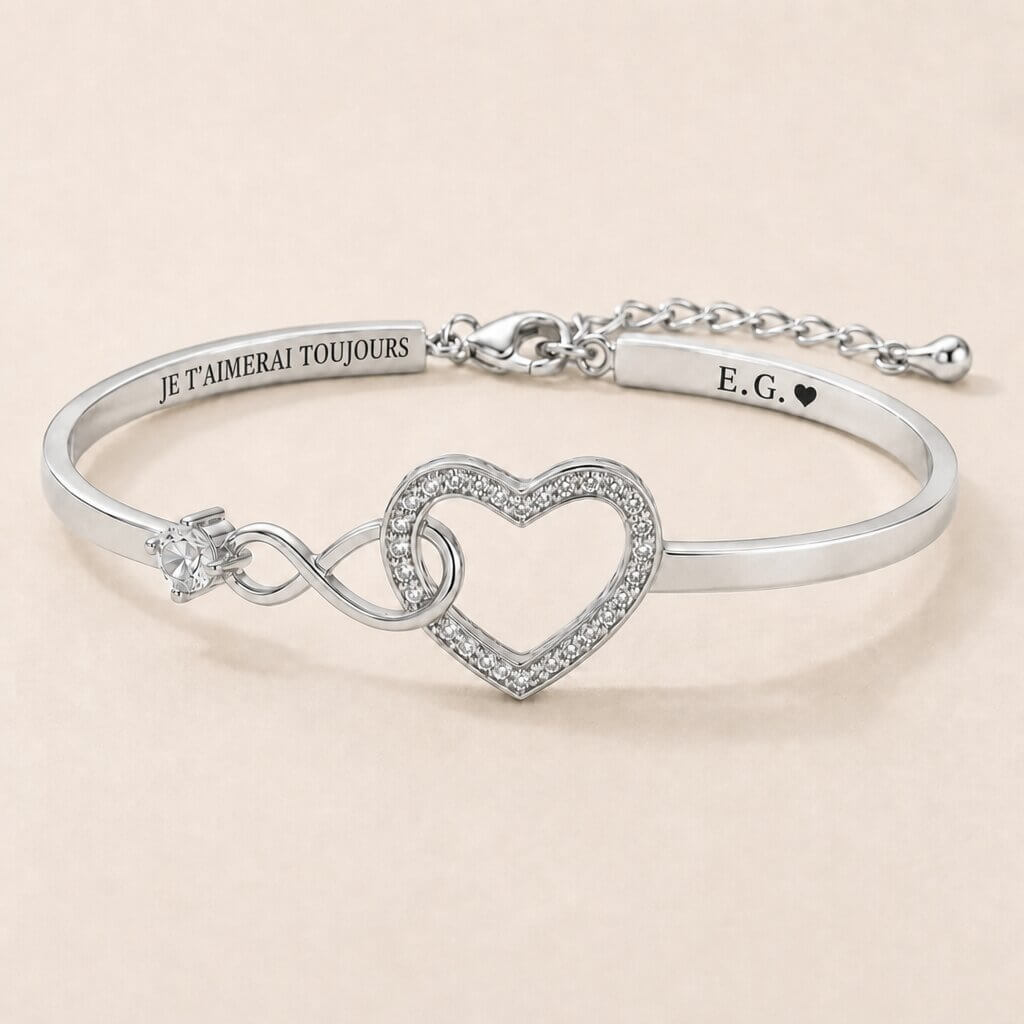 Bracelet infini et cœur gravé pour votre petite-fille