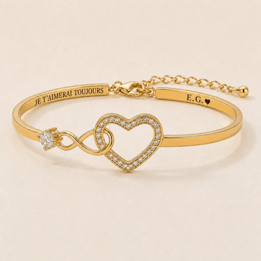 Bracelet infini et cœur gravé pour votre petite-fille