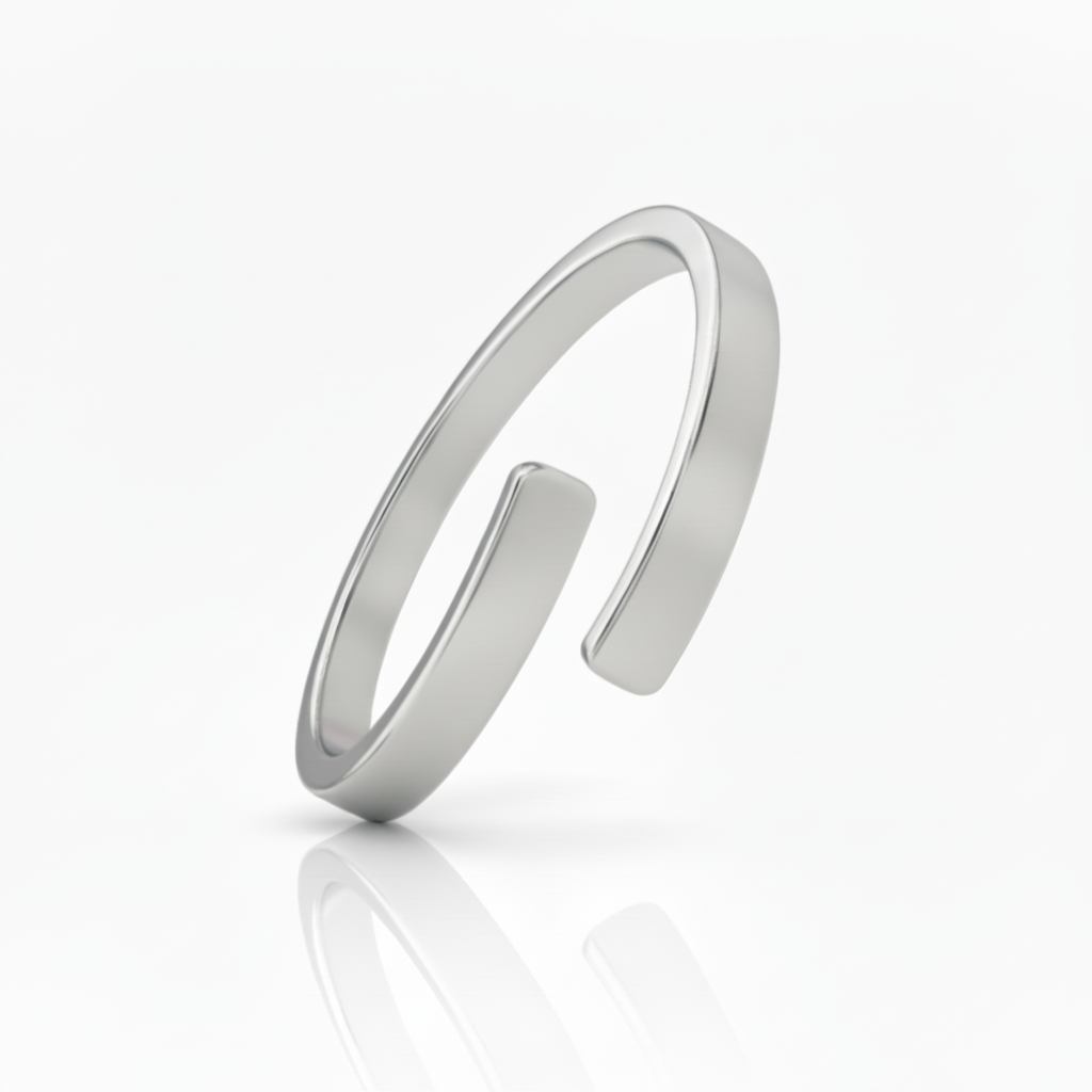 Anillo abierto ajustable plateado sin personalizar