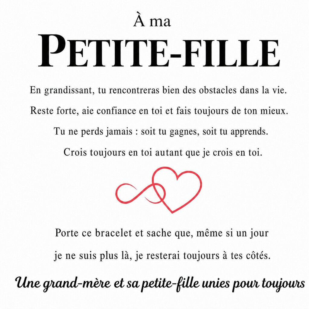 Bracelet infini et cœur gravé pour votre petite-fille