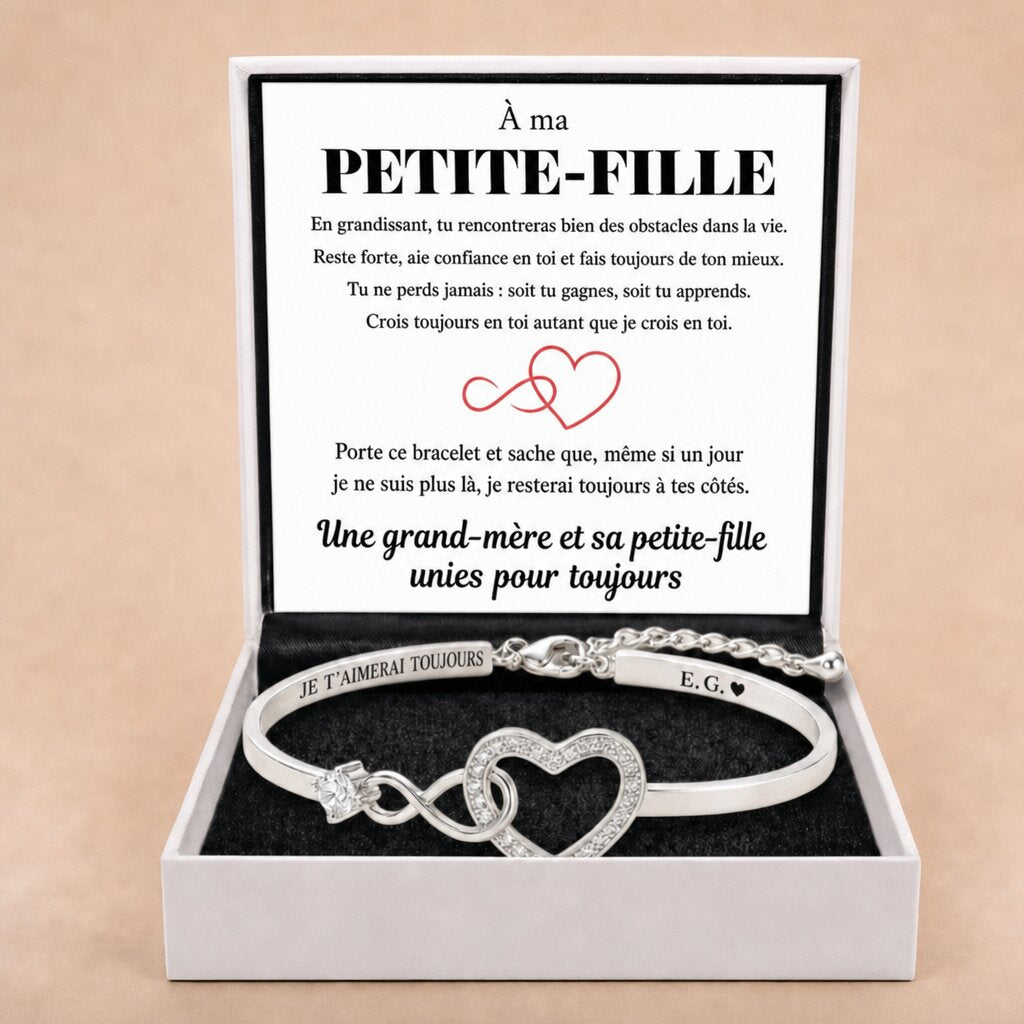 Bracelet infini et cœur gravé pour votre petite-fille
